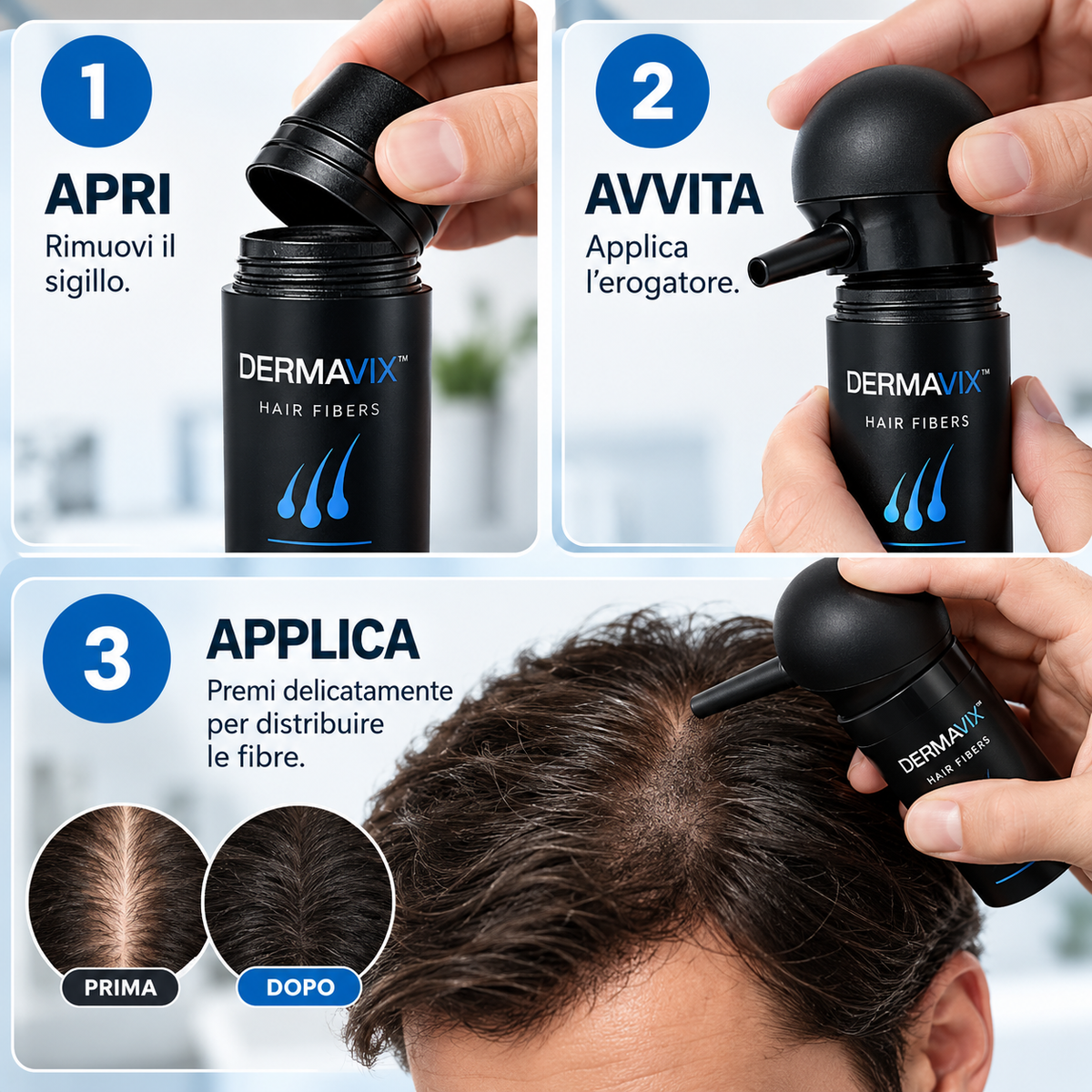 DERMAVYX™ | Fibre Volumizzanti per Capelli e Barba